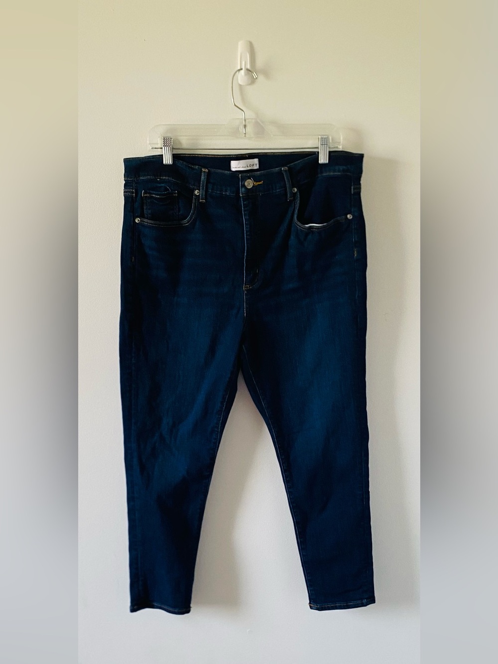 LOFT Women’s Slim Dark Indigo Cropped Denim Jeans Size 16 Minimalist Effortless